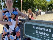 Deputy Mayor Amy Howard at Skatepark renaming ceremony, 2024