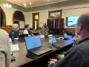City Council workshop with staff in Historic Council Chambers
