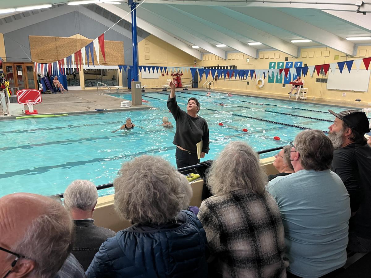 Carrie Hite gives a tour of the Mountain View Pool